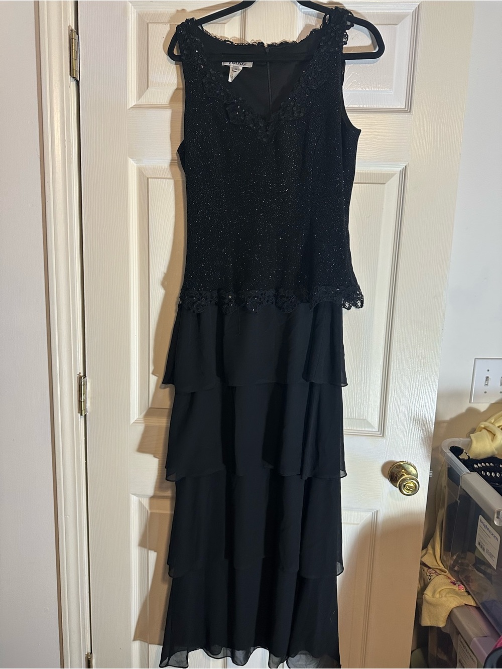 Patra Black Sparkle Tiered Maxi Dress